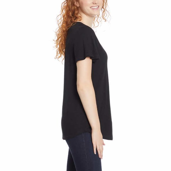 NWoT Jessica Simpson Women's Flutter Sleeve V-Neck Tee Black Size M $60 4D116 - Picture 3 of 3
